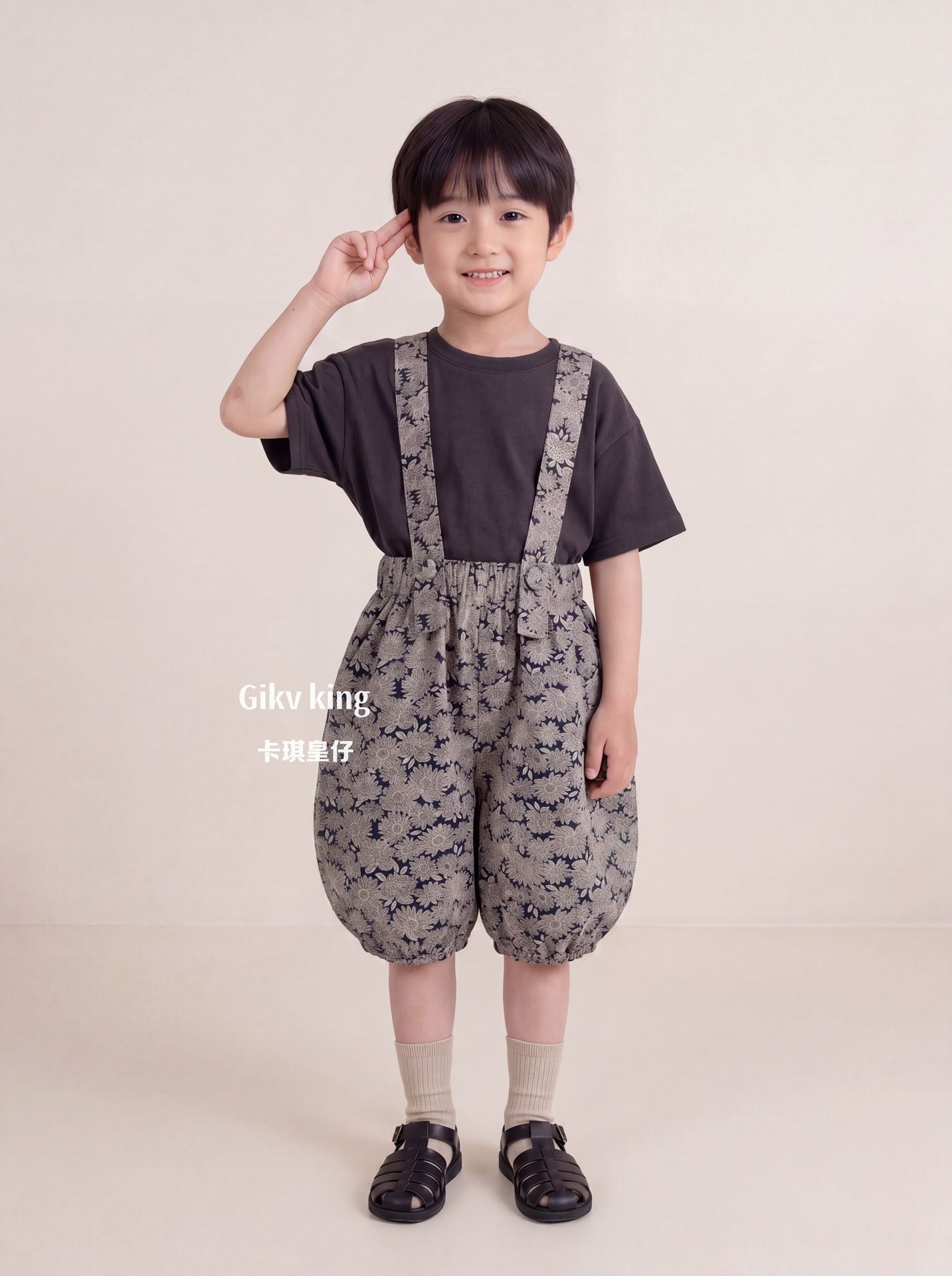 Floral Pattern Suspender Bloomers フラワー サロペットパンツ【mh0013488】