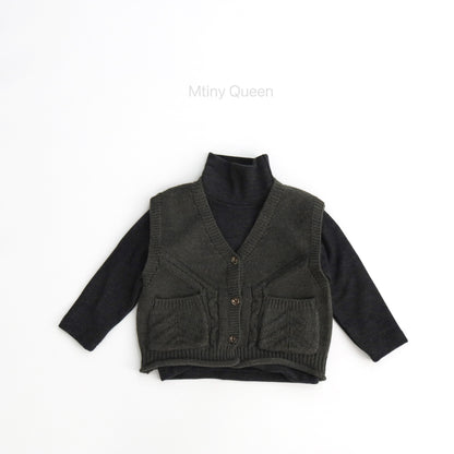 ウールベスト 前あき ニット シンプル Vネック【mh0011779】