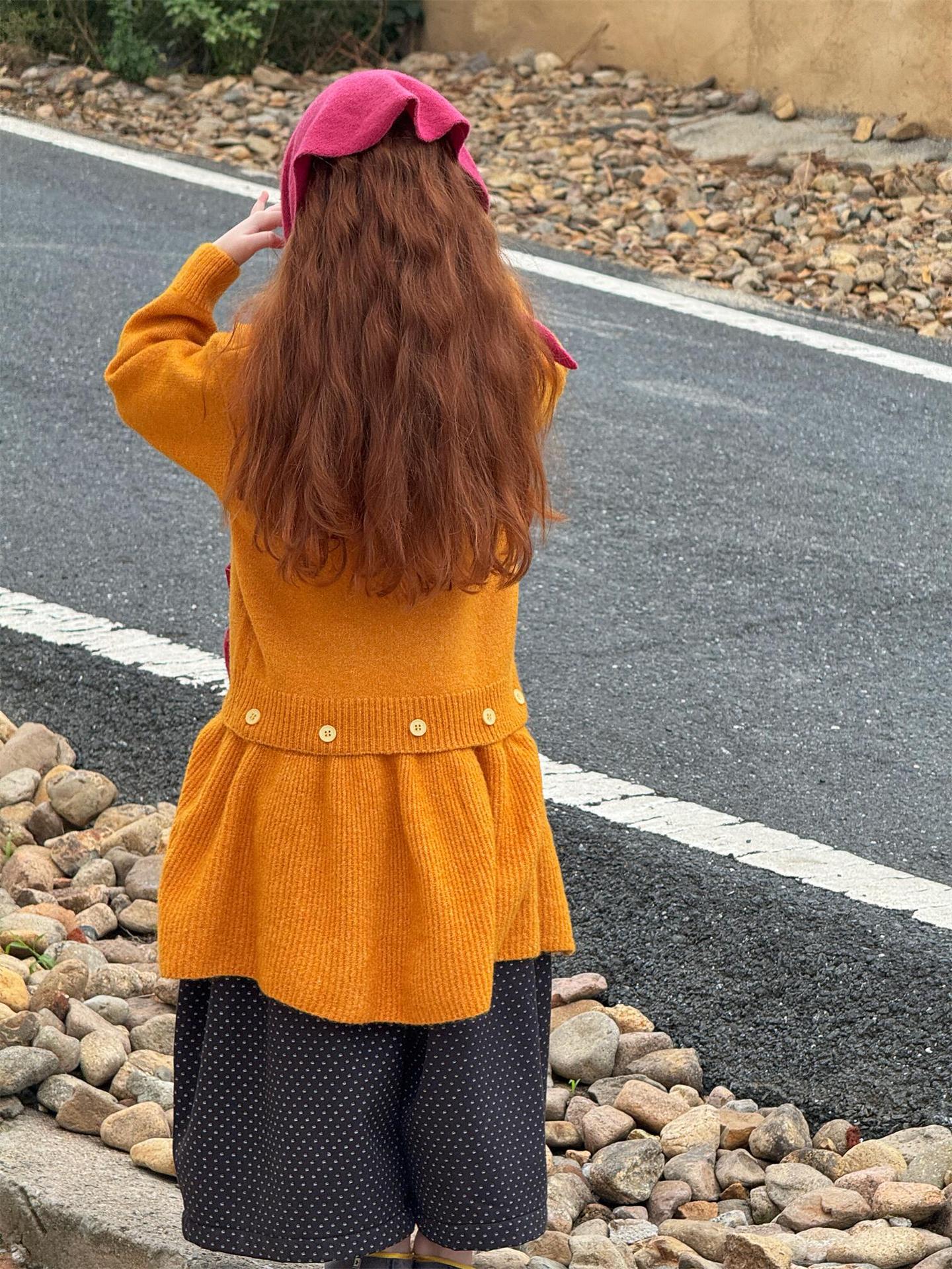 長袖セーターワンピース プルオーバー フリル裾 ドッキング バイカラー ニット【mh0011741】