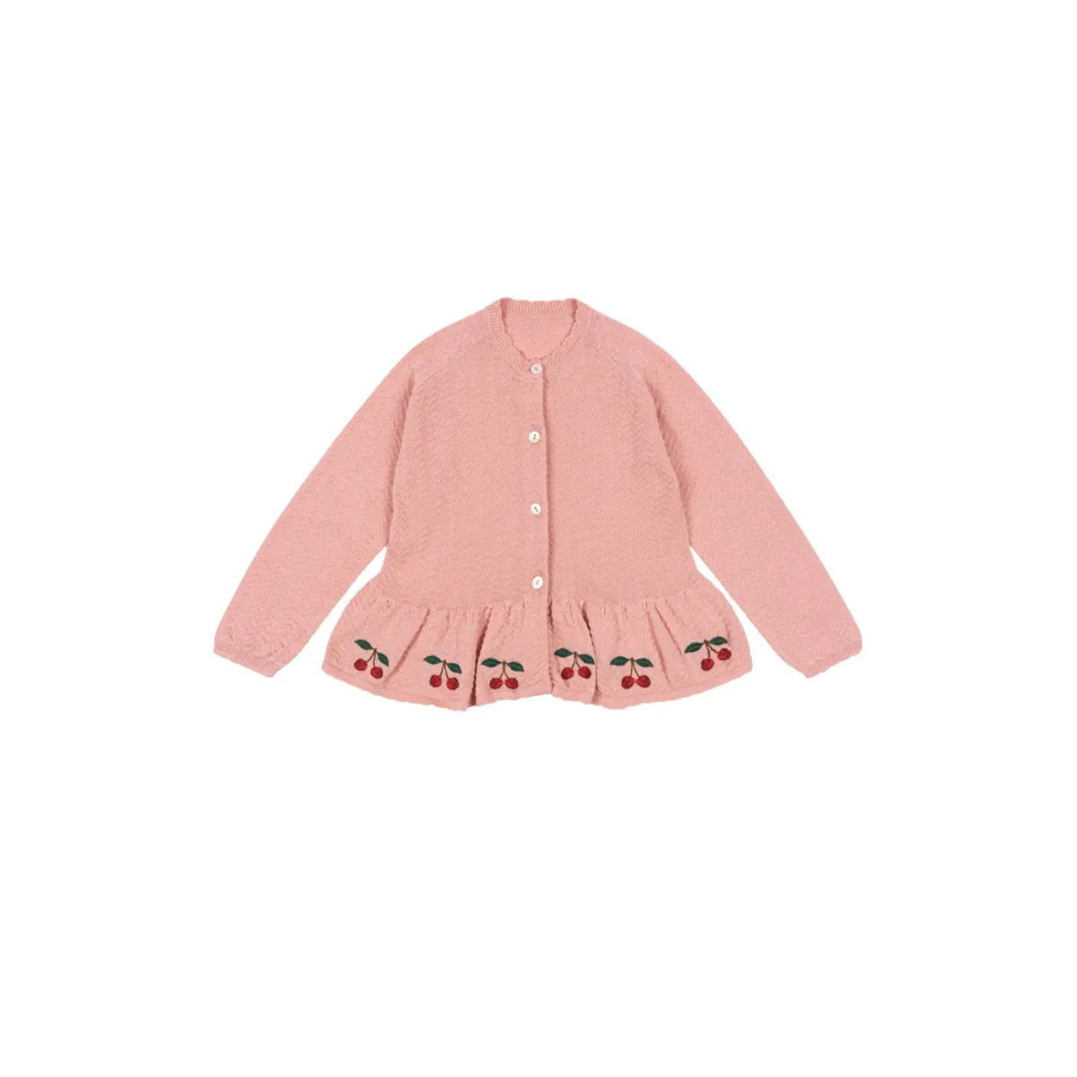 ペプラムカーディガン さくらんぼ 刺繍 女の子 ニット アウター【mh0011559】