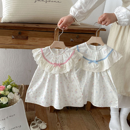 Rabbit Floral Lace Collar Sleeveless Dress [mh0012711]