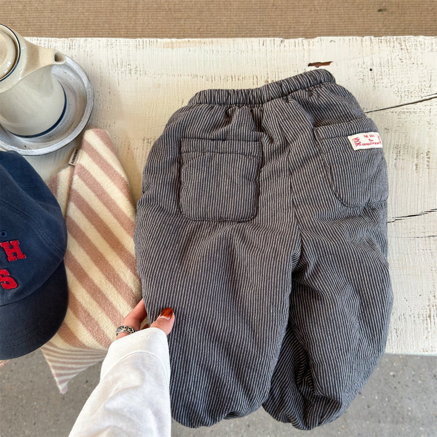 ストライプパンツ 裏ボア ジョガー スウェット カジュアル ボトムス【mh0011605】