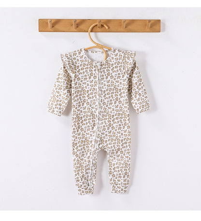 -レオパードプリントジップアップ長袖ジャンプスーツ【mh0010725】 - mamahalo shop - 長袖ロンパース -  べビー服 - 子供服 - 男の子 - 女の子