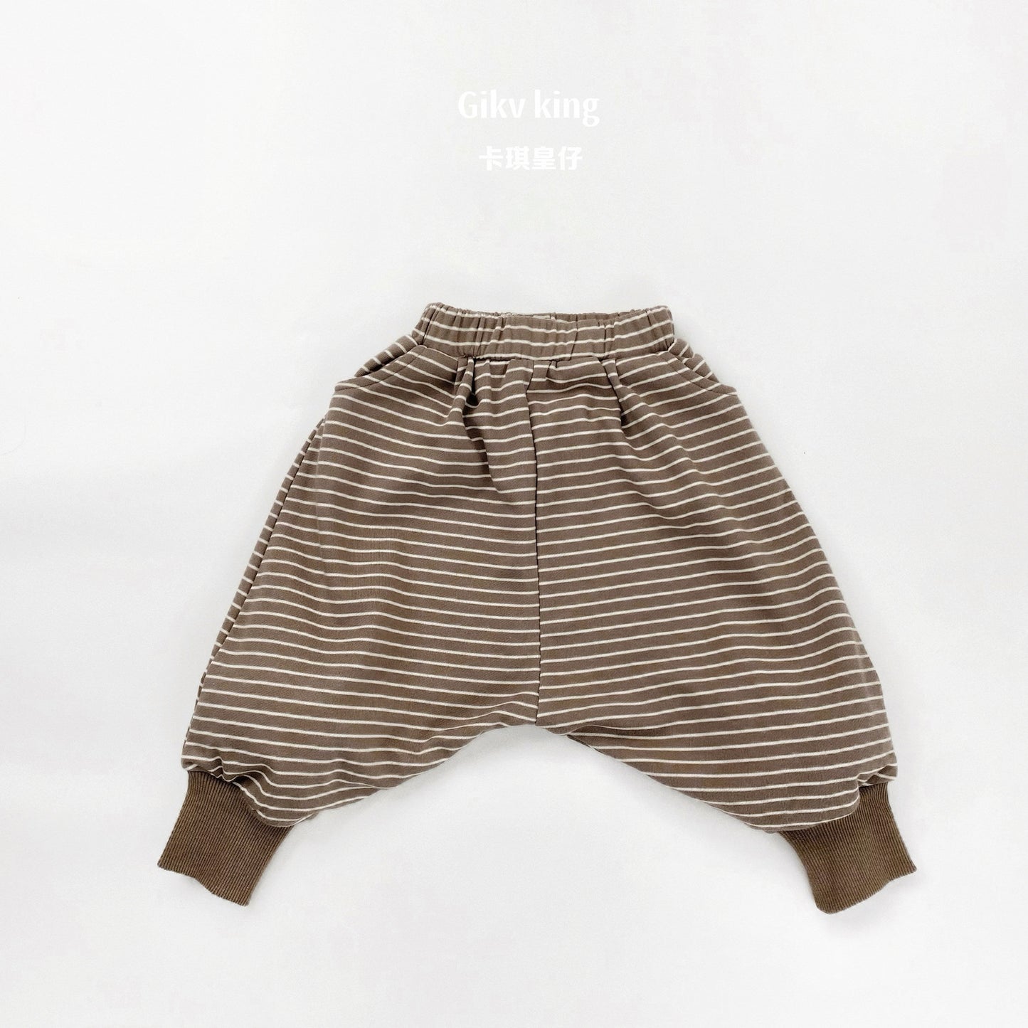 Horizontal Striped Cotton Jogger Pants 【mh0012577】