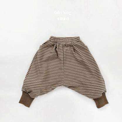 Horizontal Striped Cotton Jogger Pants 【mh0012577】
