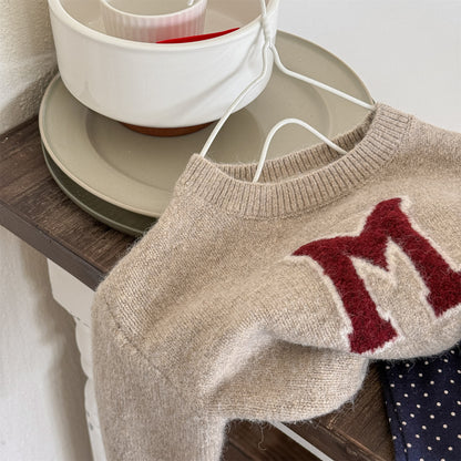 -ビッグワッペンニットセータープルオーバー【mh0010813】 - mamahalo shop - ニット・セーター -  べビー服 - 子供服 - 男の子 - 女の子