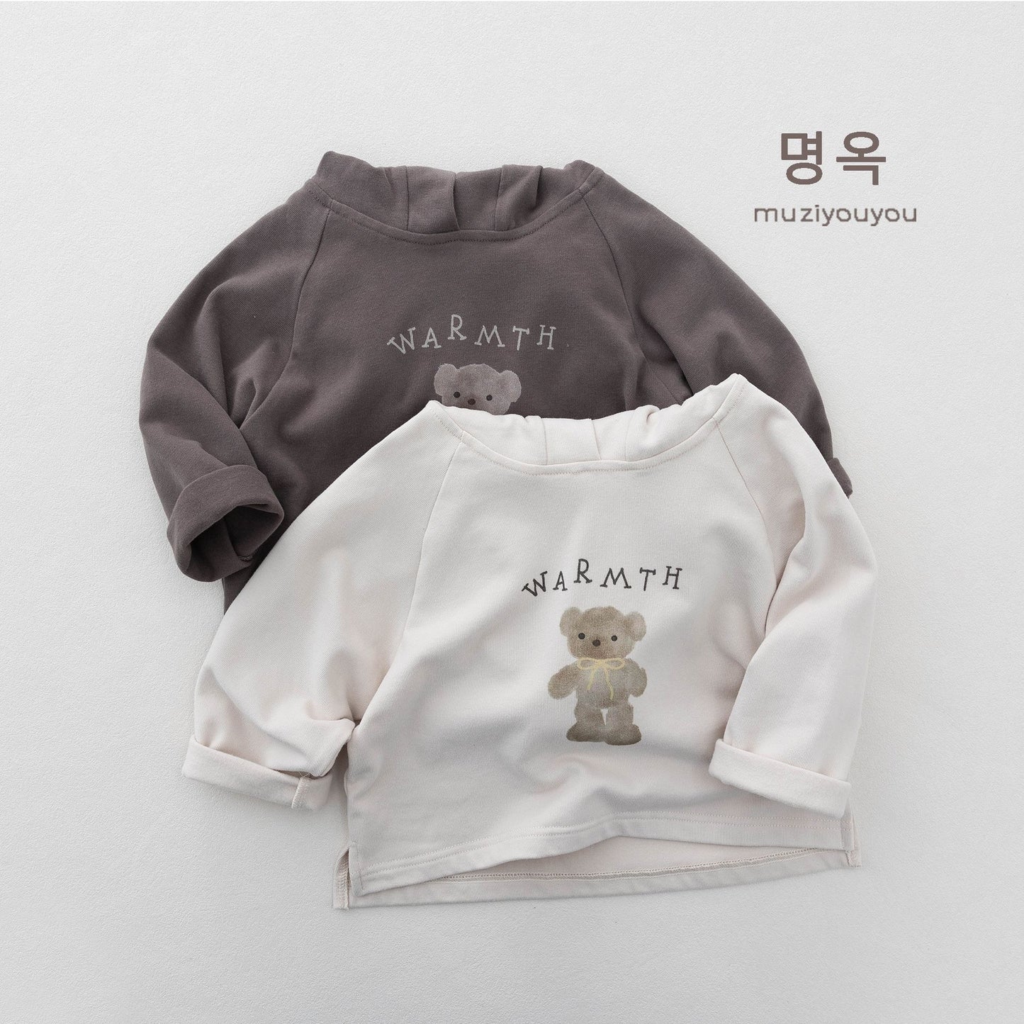 キッズ ベア レター プリント フード付き 長袖Tシャツ【mh0014181】