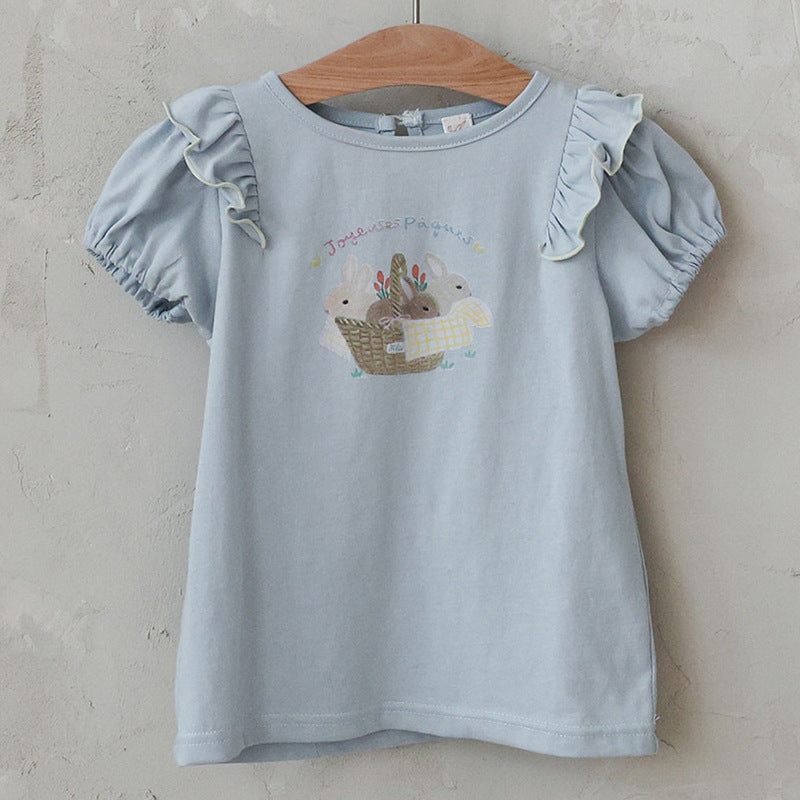 Rabbit Graphic Tee ラビットプリント フリルTシャツ【mh0012982】