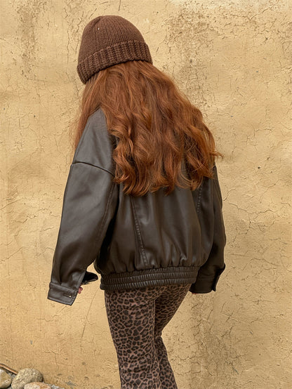 フェイクレザー ジャケット ライダース 裏地付き ボリューム アウター【mh0011619】