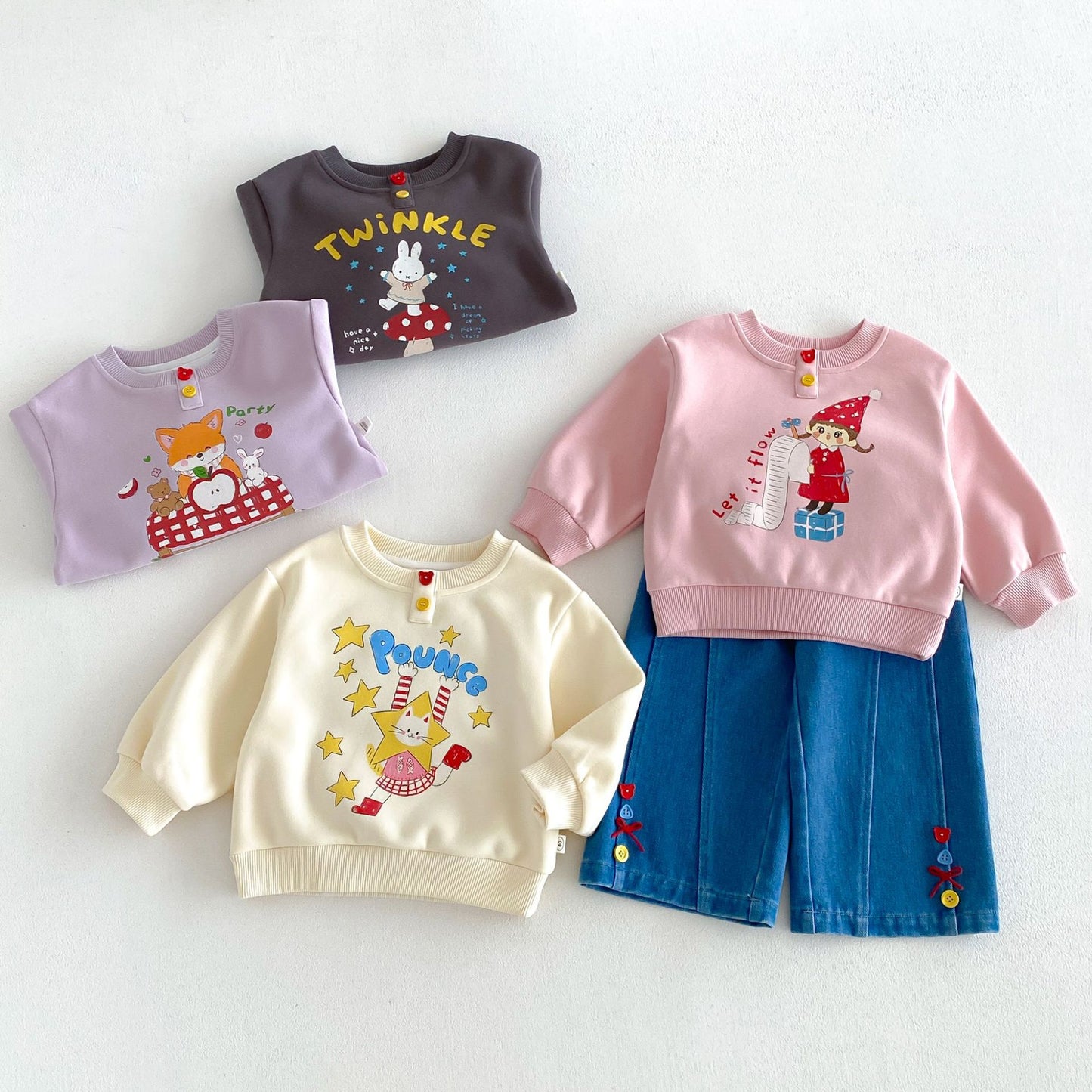 Sudadera de manga larga con estampado de personajes infantiles 【mh0014030】