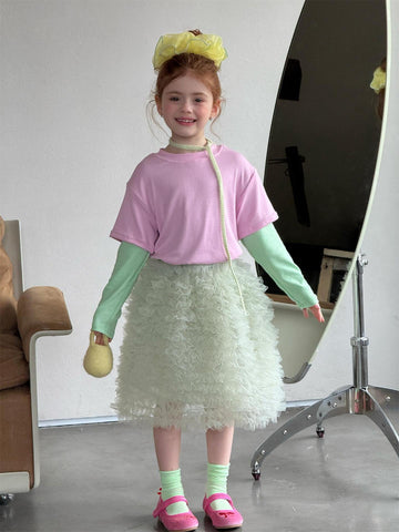 Tiered Mesh Tutu Skirt チュチュ 膝丈スカート【mh0012871】