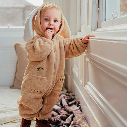 長袖ロンパース ボア素材 ウサギ耳フード ジップアップ カバーオール【mh0011648】