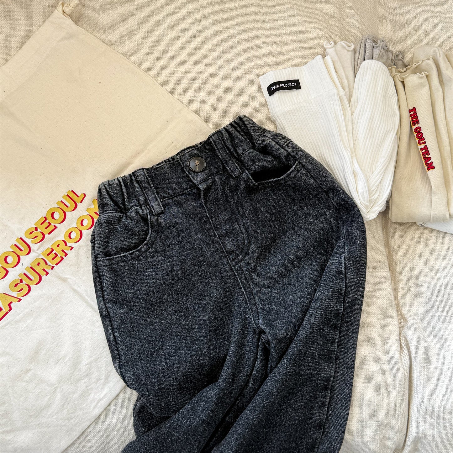 -キャラクタープリントポケットデニムパンツ ワイドパンツ【mh0010808】 - mamahalo shop - デニムパンツ -  べビー服 - 子供服 - 男の子 - 女の子