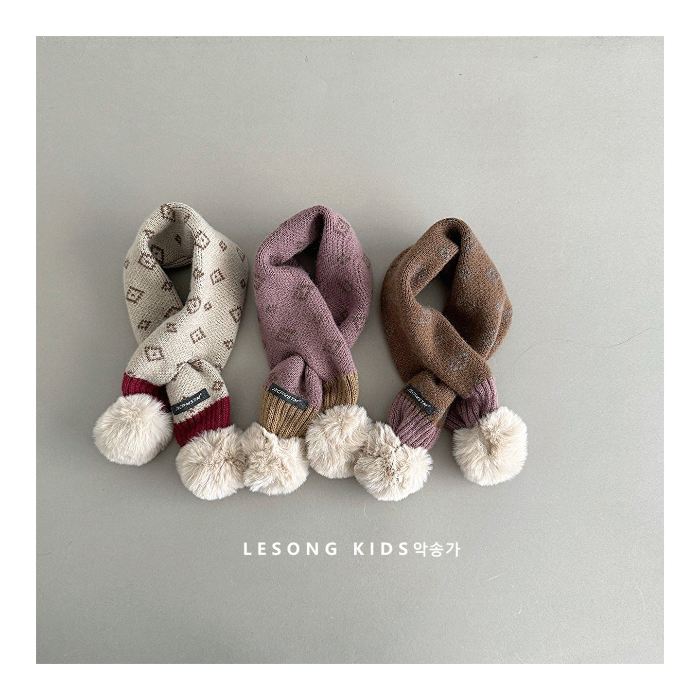 キッズマフラー ニット ボンポン付き ネックウォーマー【mh0011798】