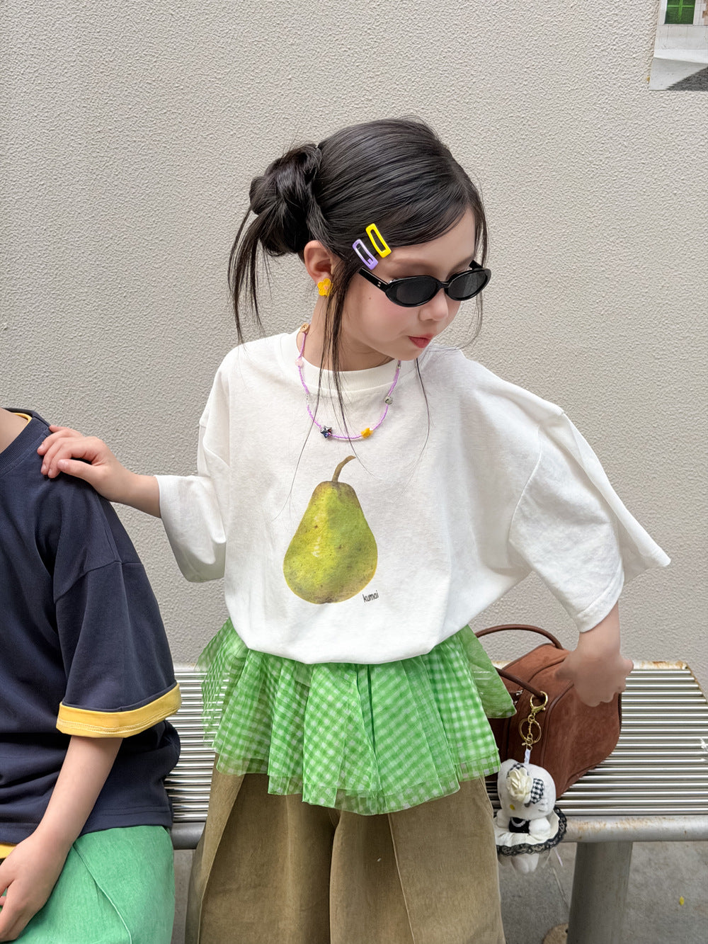 Pear Graphic Cotton Tee 洋梨 プリント半袖Tシャツ【mh0013525】