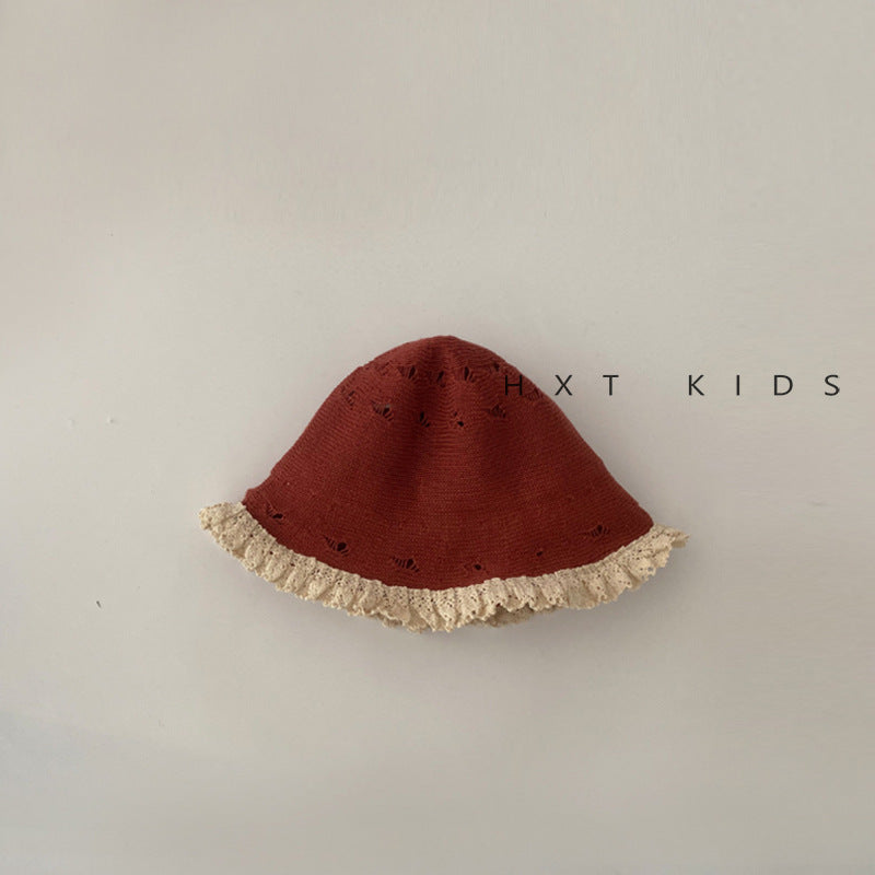 Sombrero tipo pescador calado con encaje para niños【mh0001869】