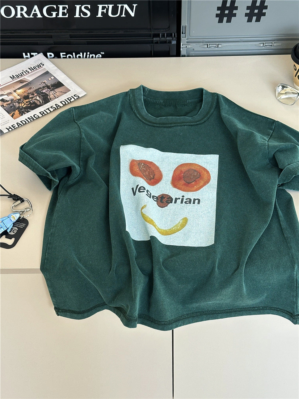 Vegetable Graphic Tee スマイルプリント 半袖Tシャツ【mh0012954】