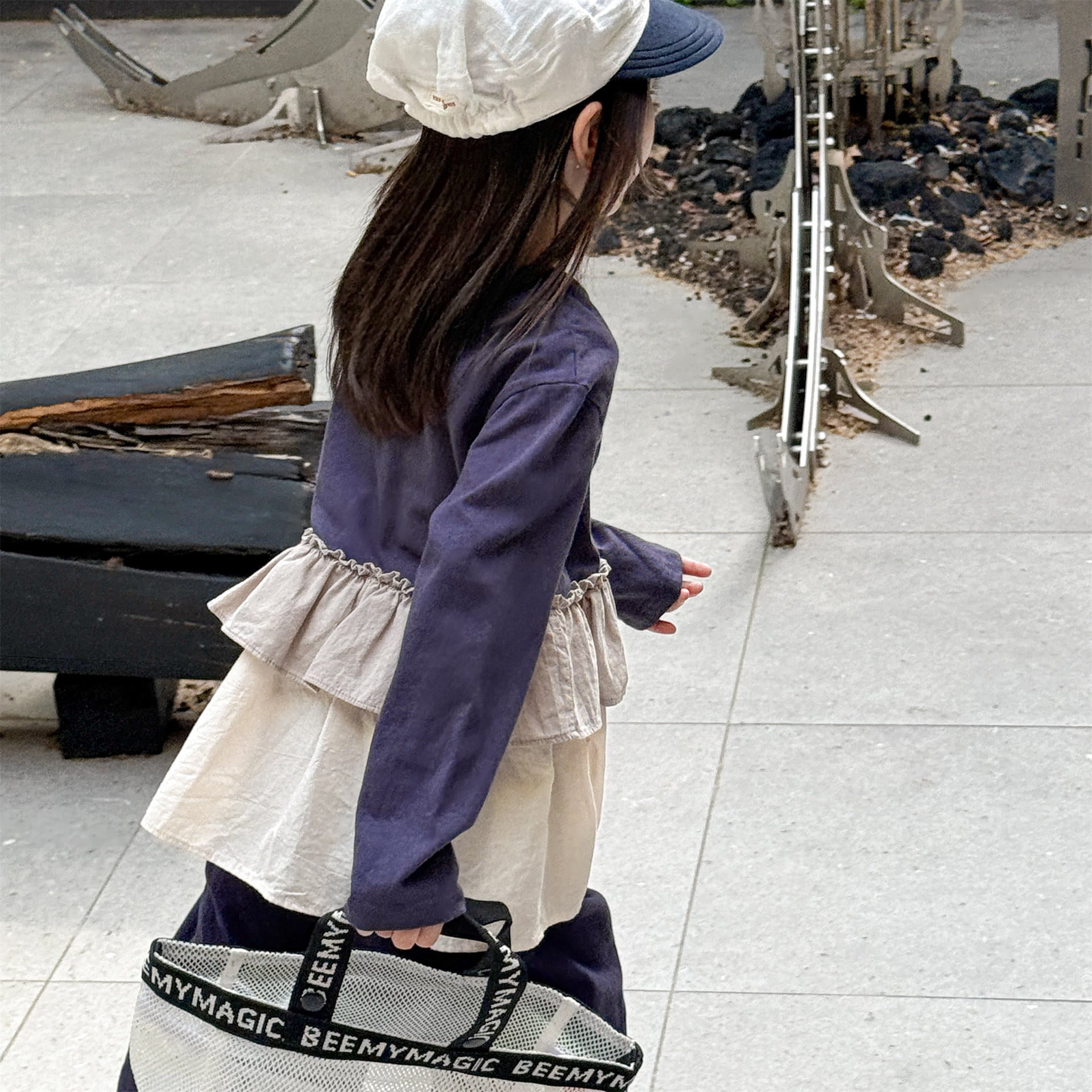 -フリル裾リブ長袖Tシャツチュニックカットソー【mh0010803】 - mamahalo shop - 長袖Tシャツ -  べビー服 - 子供服 - 男の子 - 女の子