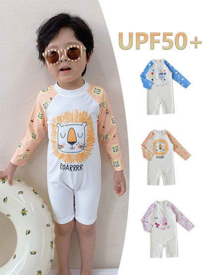 UPF50 Plus Cartoon Long Sleeve One-piece Animal Print Long Sleeve Swimsuit [mh0012594]