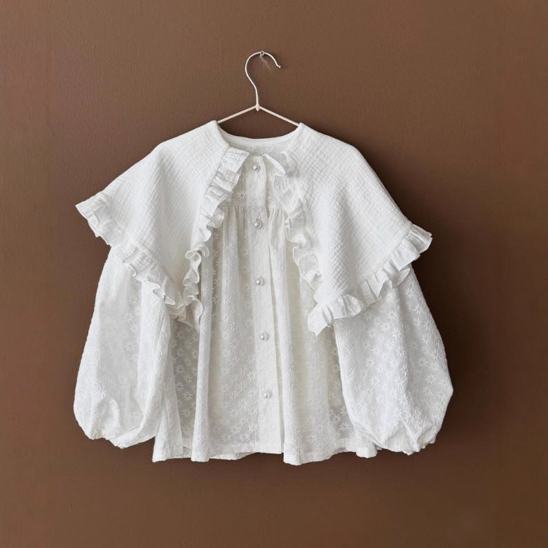 2025 INS Primavera-Otoño Rusa Top de Niña Algodón Bordado Primavera-Otoño Hombro Caído Casual Encaje Elegante Chaqueta de Muñeca【mh0013868】