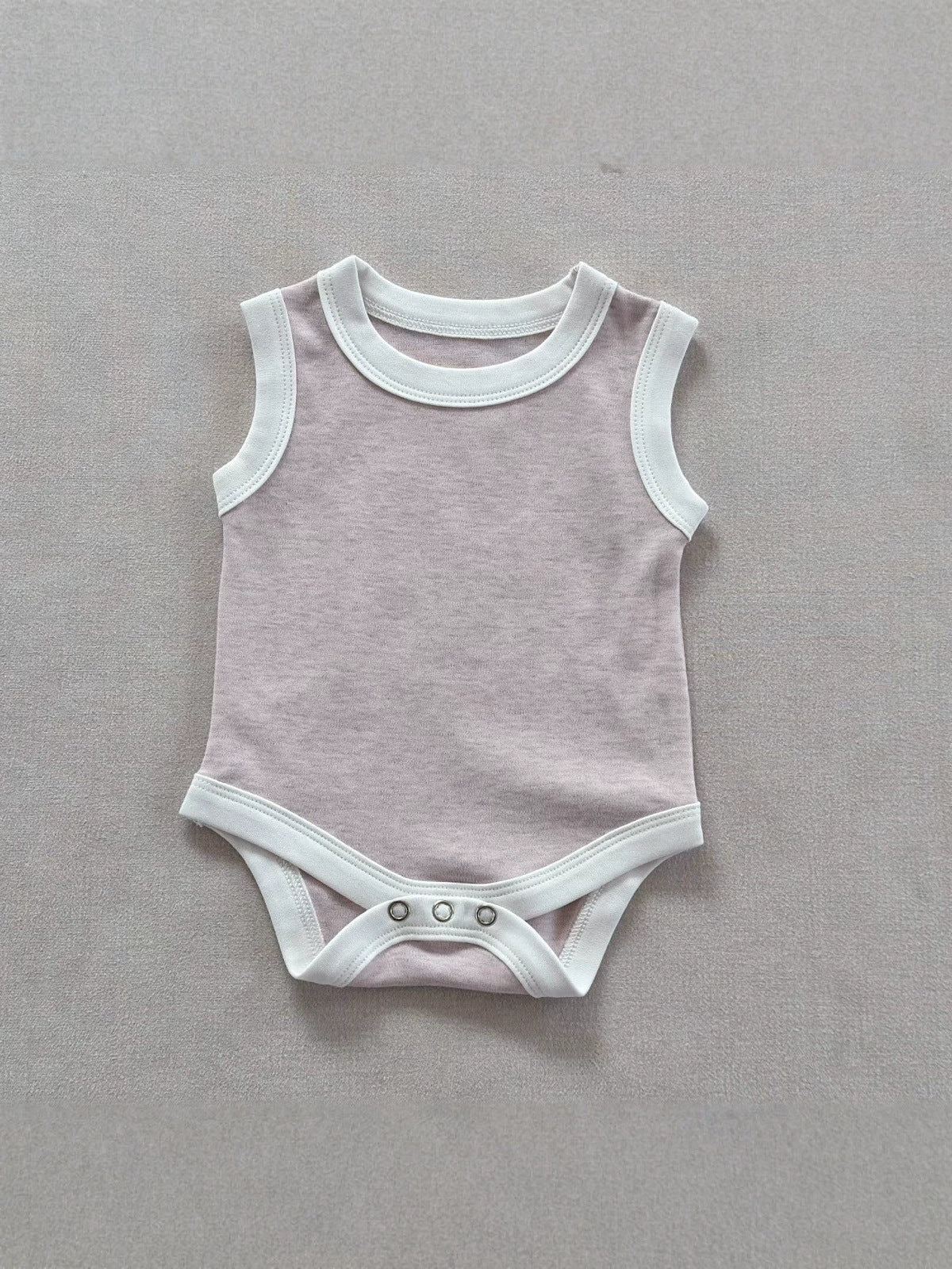 Sleeveless Piping Newborn Baby Romper [mh0013282]