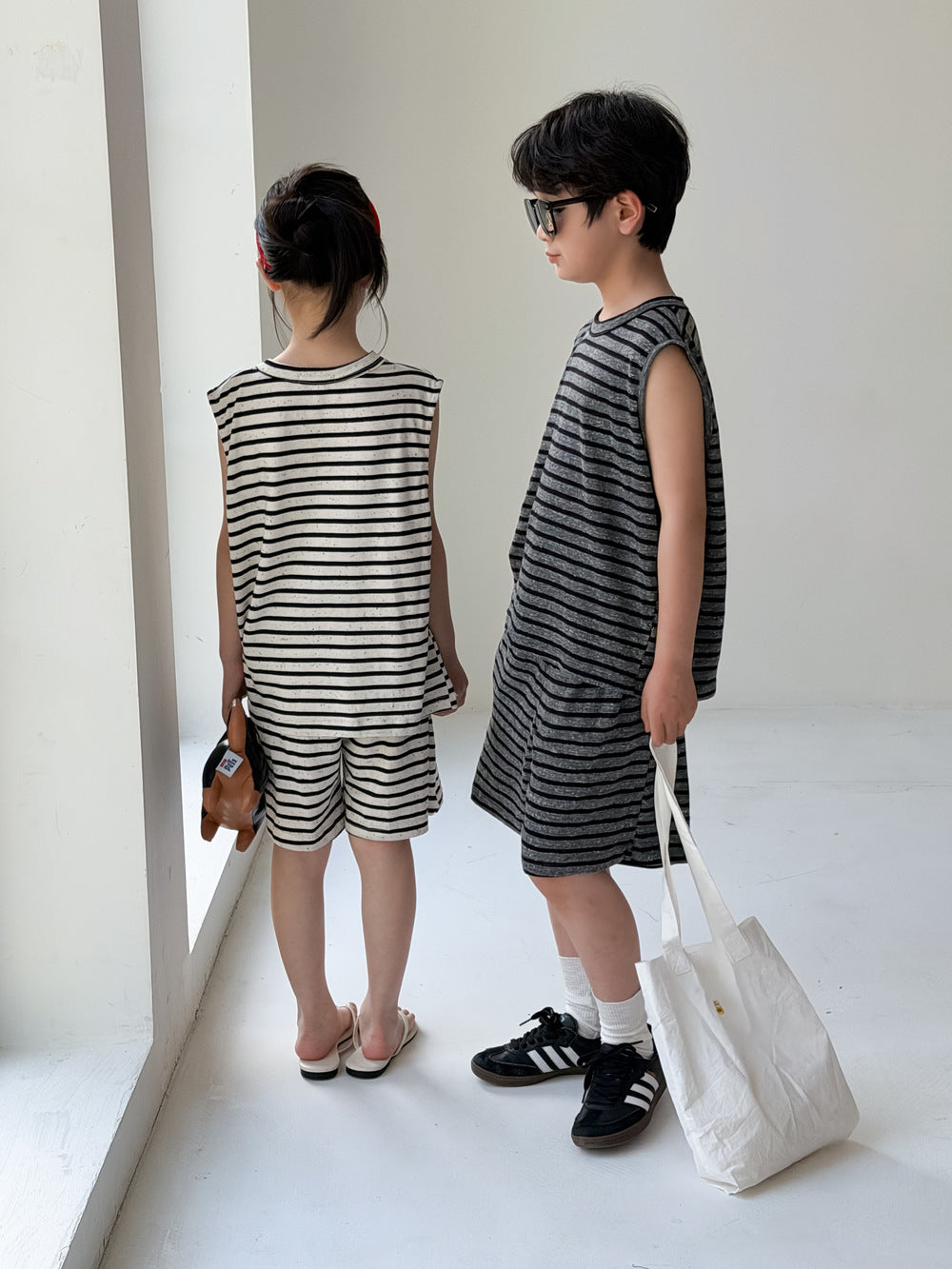 Sleeveless Sporty Stripe Set ボーダー タンクトップ ハーフパンツ セット【mh0013534】