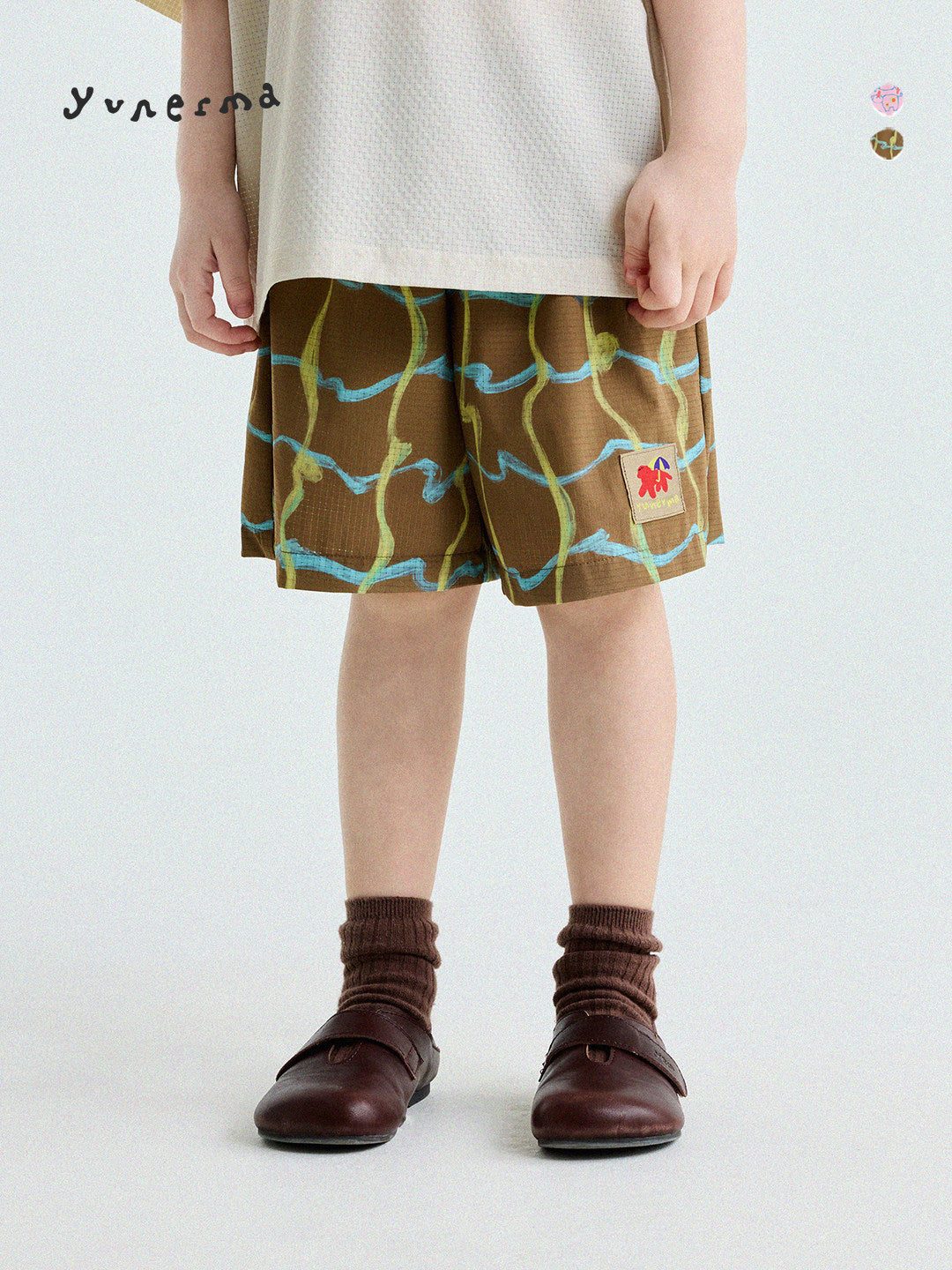 Abstract Line Quick-Dry Shorts ワッペン ハーフパンツ【mh0013197】