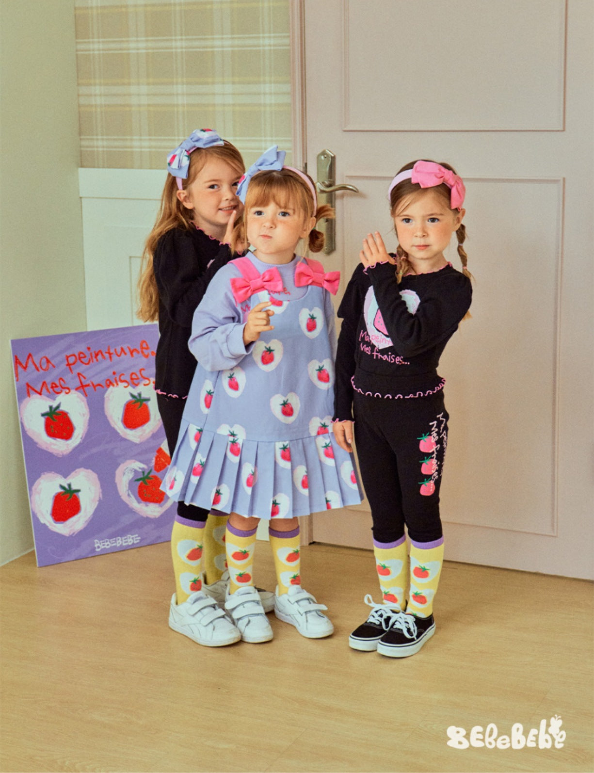 -いちごプリント長袖トップス/フリルレギンス/フリルワンピース/ノースリーブプリーツワンピース【mh0010988】 - mamahalo shop - ノースリーブワンピース -  べビー服 - 子供服 - 男の子 - 女の子