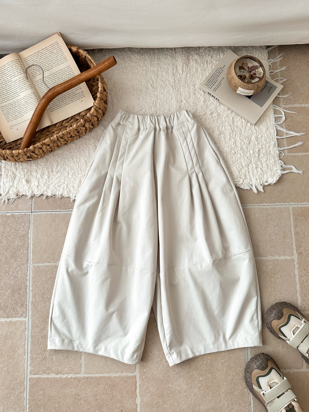 -ピンタック切り替えワイドガウチョパンツ【mh0010772】 - mamahalo shop - ロングパンツ・スウェットパンツ -  べビー服 - 子供服 - 男の子 - 女の子