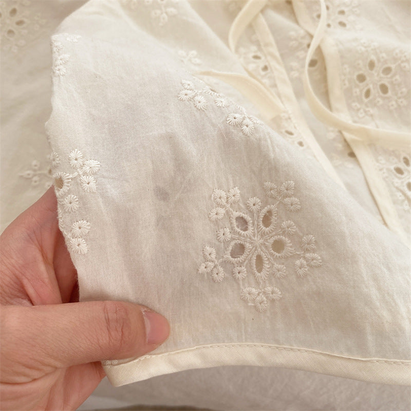 Baby/Kids Flower Embroidery Lace Long-Sleeve Collarless Cardigan [mh0001791]