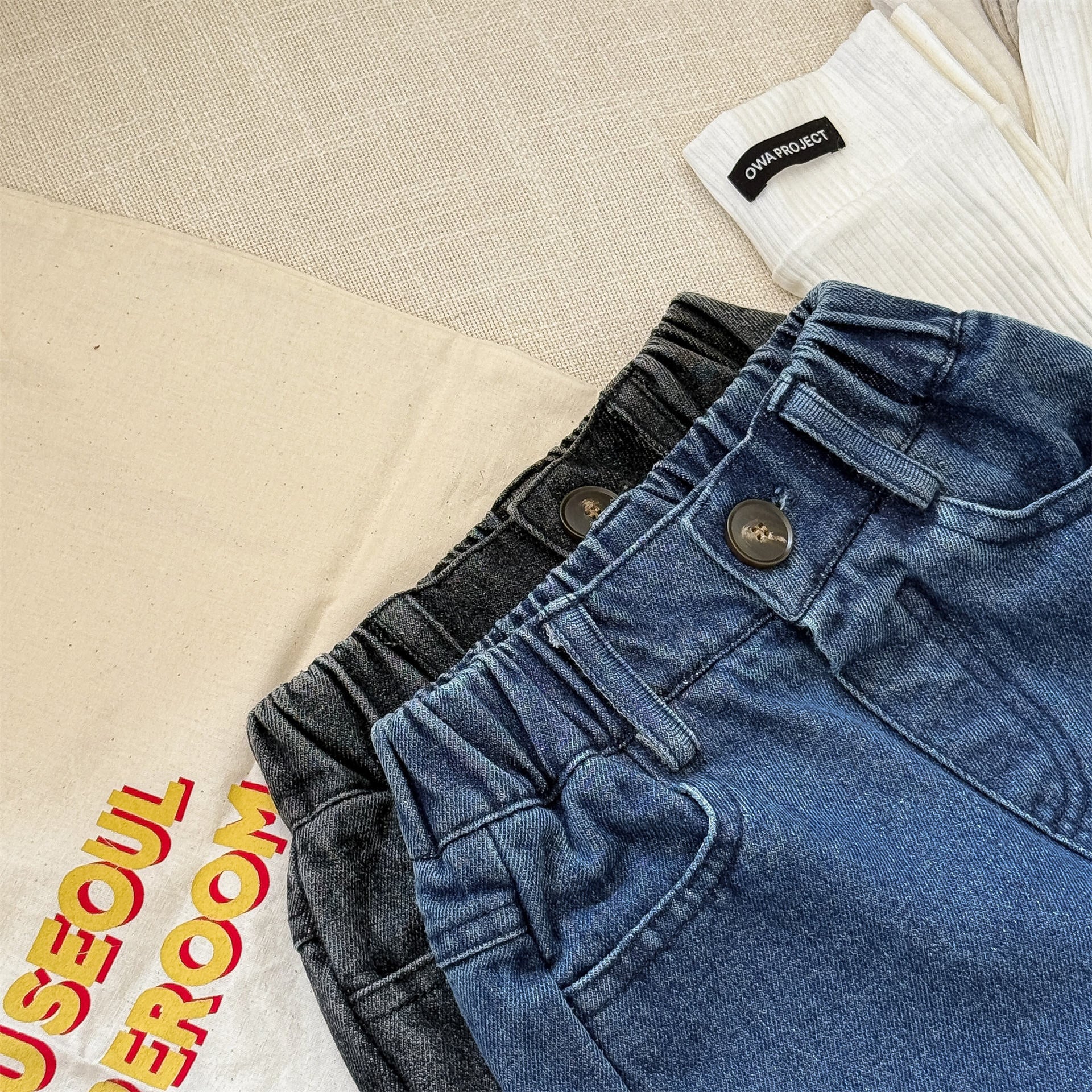 -キャラクタープリントポケットデニムパンツ ワイドパンツ【mh0010808】 - mamahalo shop - デニムパンツ -  べビー服 - 子供服 - 男の子 - 女の子