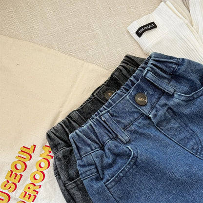 -キャラクタープリントポケットデニムパンツ ワイドパンツ【mh0010808】 - mamahalo shop - デニムパンツ -  べビー服 - 子供服 - 男の子 - 女の子