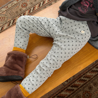 裏起毛リブレギンスパンツ 星スタープリント デイリーパンツ【mh0011908】