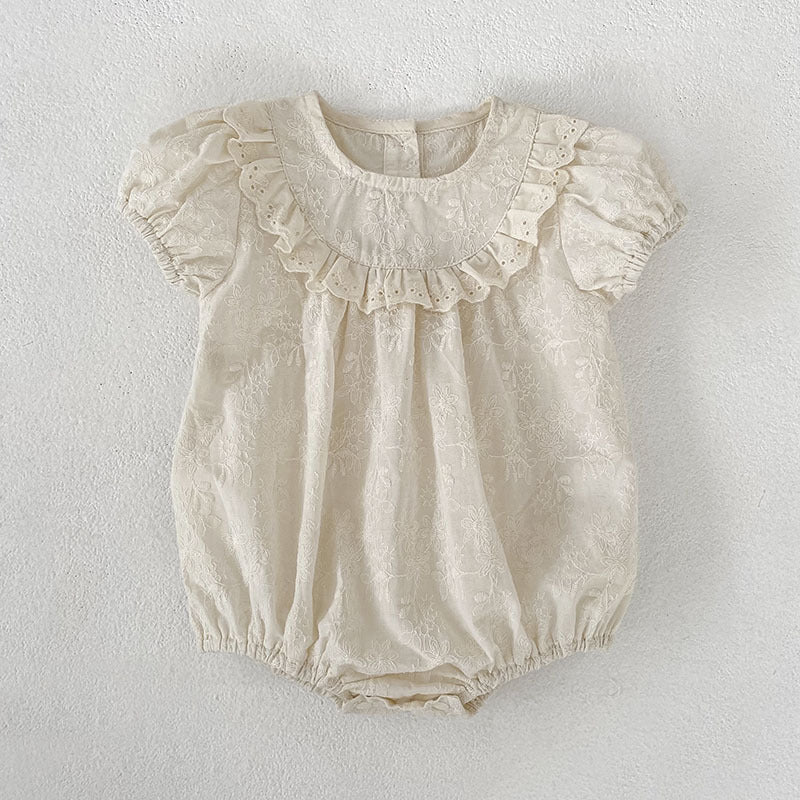 Embroidered Ruffle Romper And Blouse Shorts フリル ロンパース ブラウス ショートパンツ【mh0013163】