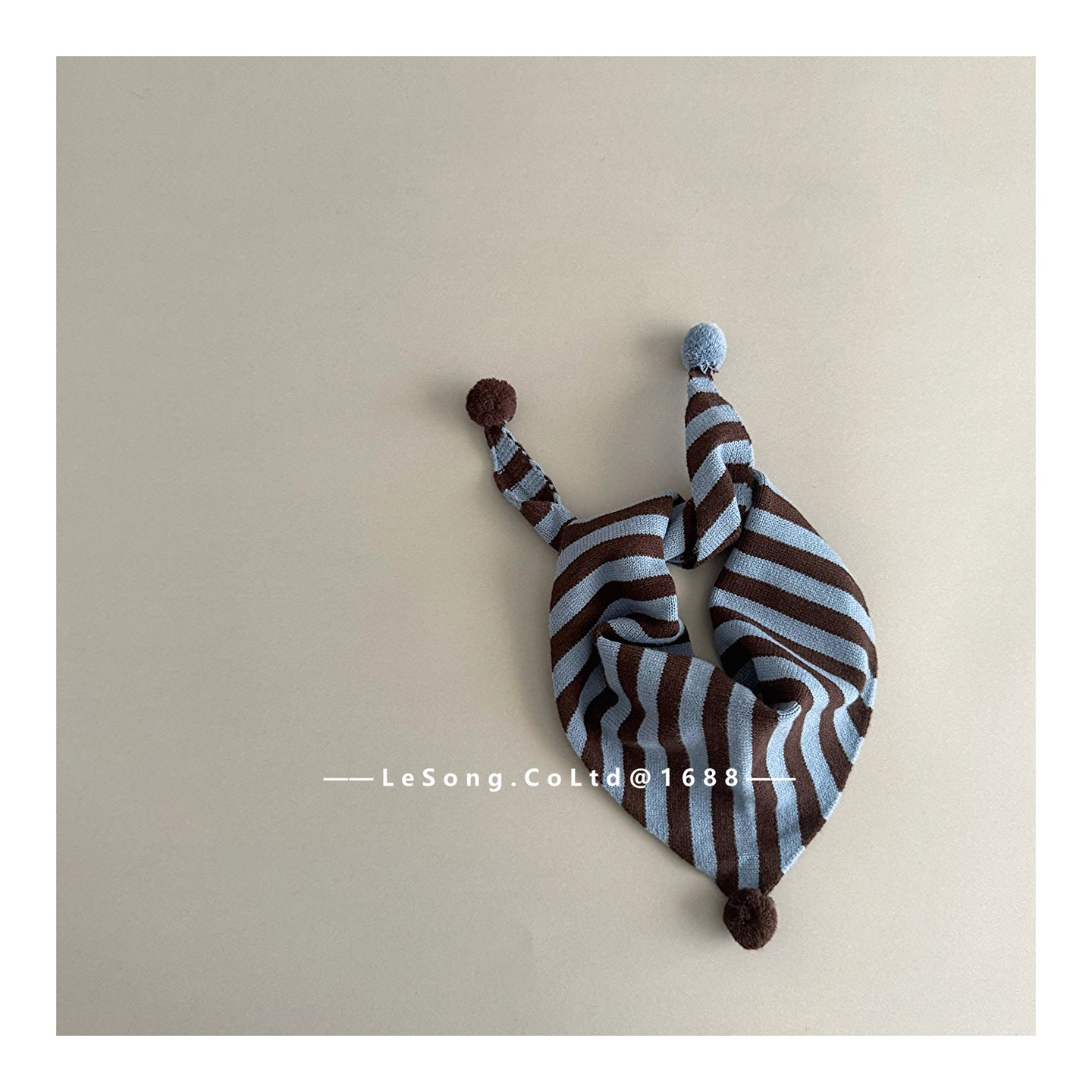 Baby/Kids Scarf, Striped Pattern, Pom-Pom Triangle Design, Cold Protection [mh0011598]
