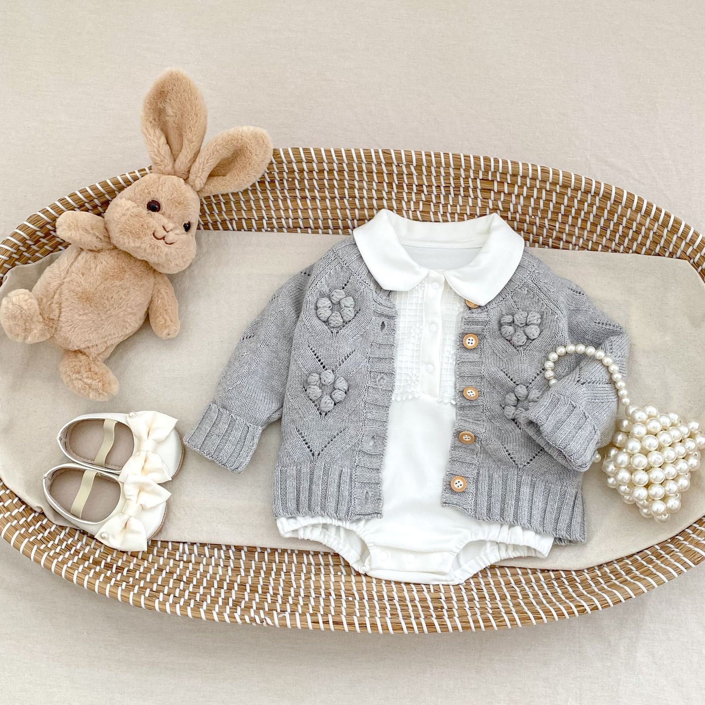 -刺繍切り替え襟付き長袖ロンパース【mh0010851】 - mamahalo shop - 長袖ロンパース -  べビー服 - 子供服 - 男の子 - 女の子