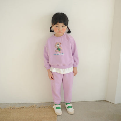 Bear Print Layered Set クマプリント レイヤード長袖スウェット ロングパンツ【mh0012697】