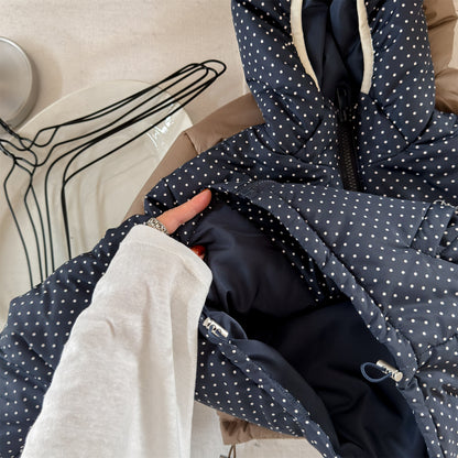 中綿フーディブルゾンジャケット 無地/ドット アウターコート【mh0011915】