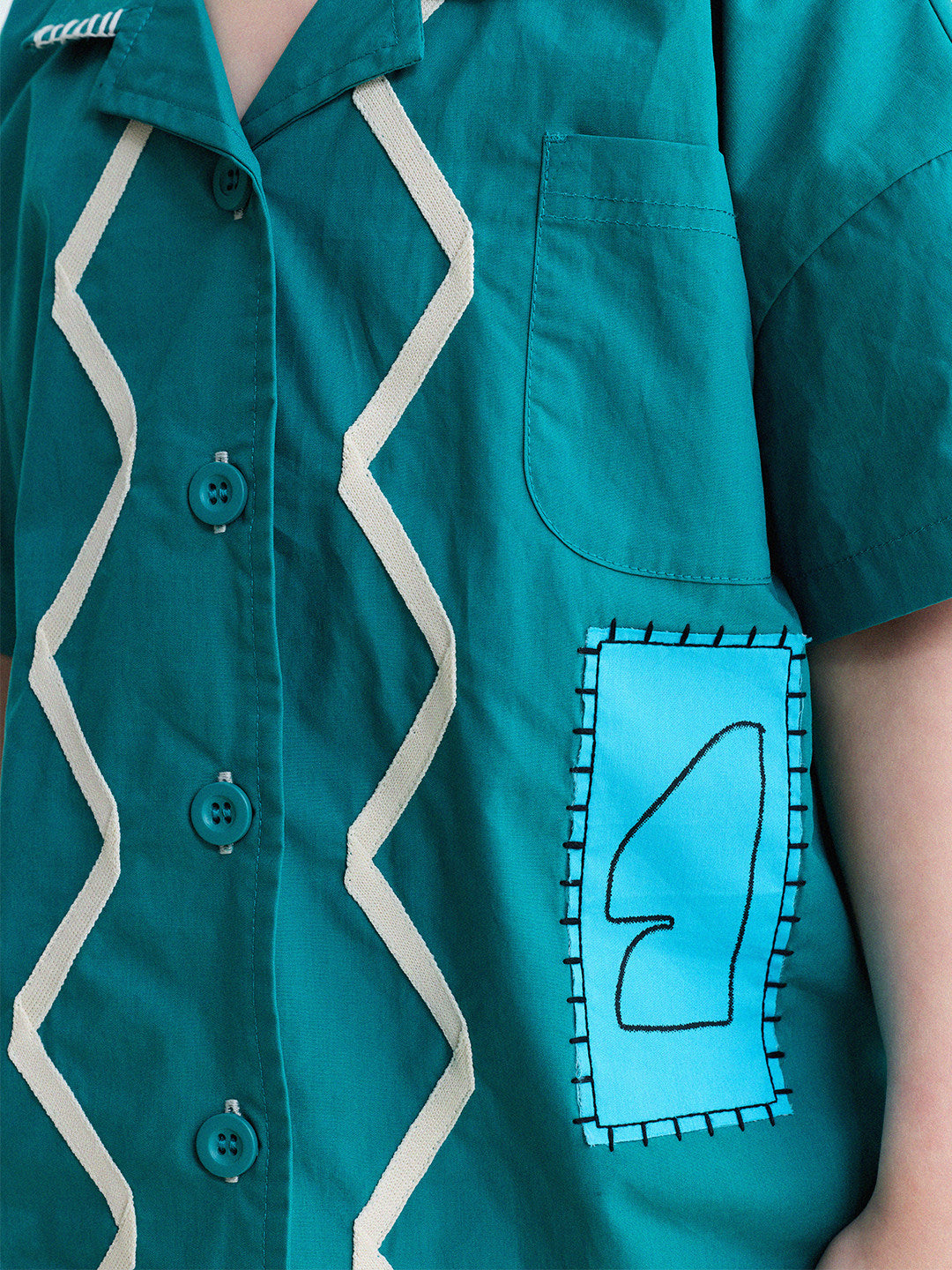 Retro Color-Blocking Short-Sleeved Cotton Shirt レトロ 半袖シャツ【mh0013207】