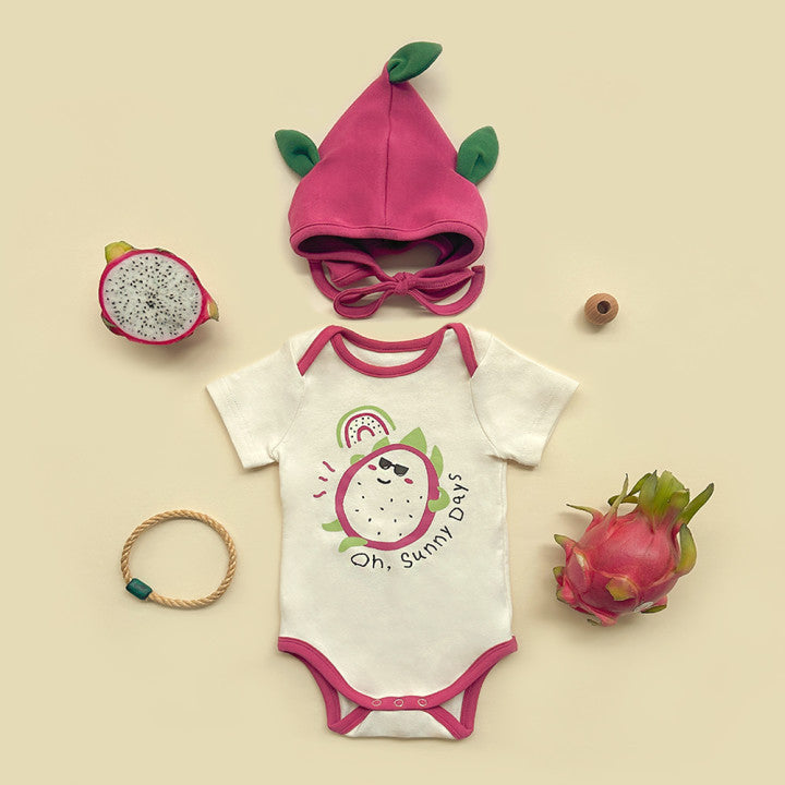 Dragon Fruit Short Sleeve Romper With Hat ドラゴンフルーツ 半袖ロンパース【mh0013390】
