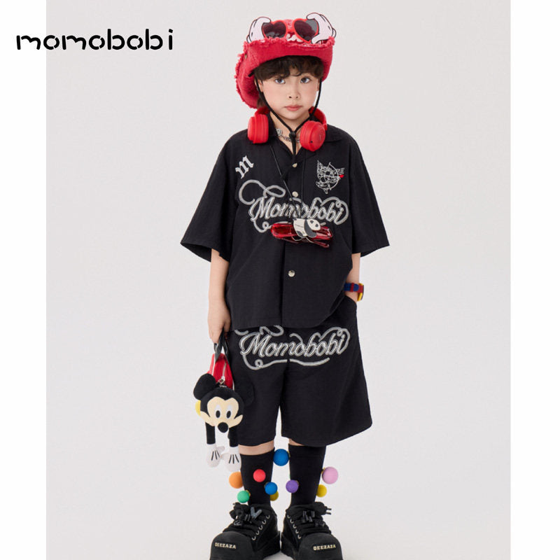 Embroidered Letter Set 半袖シャツ ハーフパンツ セット【mh0013006】