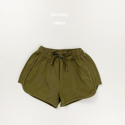 Elastic Waist Drawstring Dolphin Shorts 無地 ショートパンツ【mh0012840】