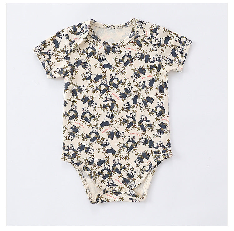 Short-Sleeve Animal Fruit Cotton Romper ポッププリント 半袖ロンパース【mh0004862】