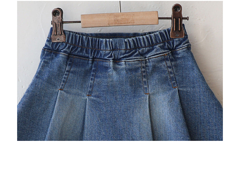 -プリーツフリルポケットデニムスカート イージーウエストミニスカート【mh0010828】 - mamahalo shop - スカート -  べビー服 - 子供服 - 男の子 - 女の子