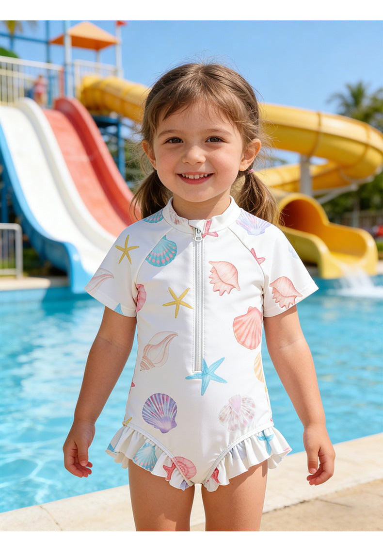 UPF50 Plus Shell Printed Short Sleeve One-piece シェルプリント 半袖 水着【mh0012605】