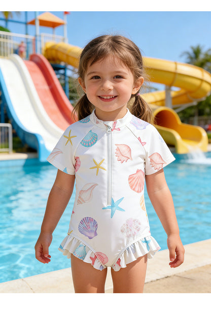 UPF50 Plus Shell Printed Short Sleeve One-piece シェルプリント 半袖 水着【mh0012605】