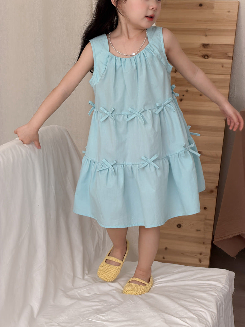 Sleeveless Bow Tiered Dress [mh0012747]
