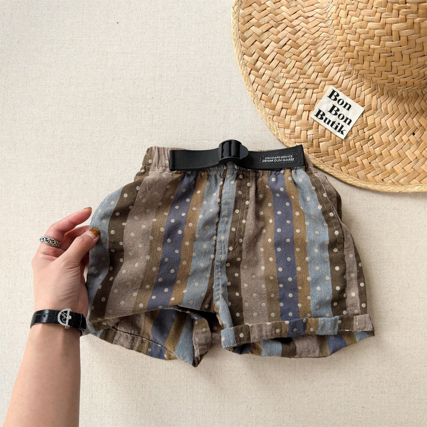 Belted Striped Shorts ストライプ ハーフパンツ【mh0013226】