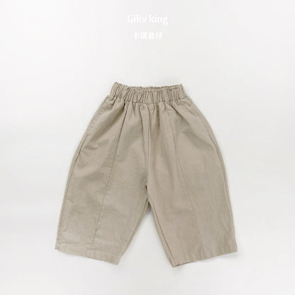 Woven Cotton Elastic Waist Tapered Pants Daily Tapered Pants [mh0012564]