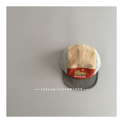 キッズ帽子 コーデュロイ カラーブロック 野球帽【mh0011813】